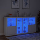 skænk med LED-lys 202x37x100 cm hvid