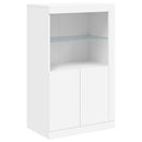 skænk med LED-lys 202x37x100 cm hvid