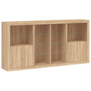 skænk med LED-lys 202x37x100 cm sonoma-eg