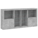 skænk med LED-lys 202x37x100 cm betongrå