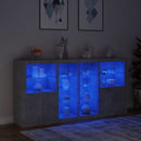 skænk med LED-lys 202x37x100 cm betongrå