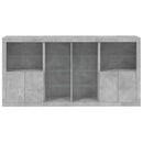 skænk med LED-lys 202x37x100 cm betongrå