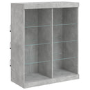 skænk med LED-lys 202x37x100 cm betongrå