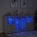 skænk med LED-lys 202x37x100 cm grå sonoma-eg