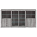 skænk med LED-lys 202x37x100 cm grå sonoma-eg
