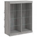 skænk med LED-lys 202x37x100 cm grå sonoma-eg