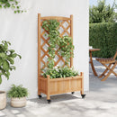 plantekasse med espalier og hjul massivt fyrretræ brun