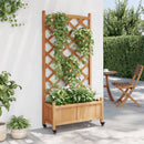 plantekasse med espalier og hjul massivt fyrretræ brun