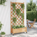 plantekasse med espalier og hjul massivt fyrretræ brun