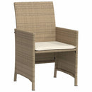 bistrosæt til haven 3 dele med hynder polyrattan beige