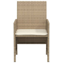 bistrosæt til haven 3 dele med hynder polyrattan beige