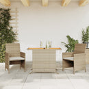 bistrosæt til haven 3 dele med hynder polyrattan beige