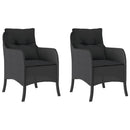 havestole med hynder 2 stk. polyrattan sort