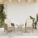 havestole med hynder 2 stk. polyrattan beige