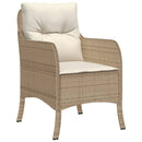 havestole med hynder 2 stk. polyrattan beige