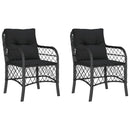 havestole med hynder 2 stk. polyrattan sort