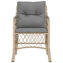 havestole med hynder 2 stk. polyrattan blandet beige