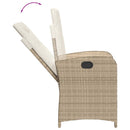 havestol med lænefunktion og hynder polyrattan beige
