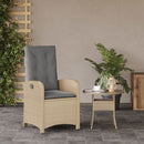 havestol med lænefunktion og hynder polyrattan blandet beige