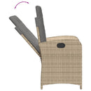 havestol med lænefunktion og hynder polyrattan blandet beige