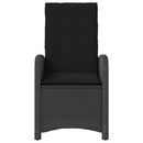 havestole med hynder 2 stk. justerbart ryglæn polyrattan sort