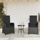 havestole med hynder 2 stk. justerbart ryglæn polyrattan sort
