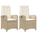 havestole 2 stk. med lænefunktion og hynder polyrattan beige