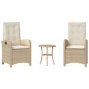 bistrosæt til haven 3 dele med hynder polyrattan beige