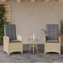 bistrosæt til haven 3 dele med hynder polyrattan blandet beige