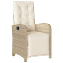 havestol med lænefunktion og fodstøtte polyrattan beige