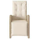 havestol med lænefunktion og fodstøtte polyrattan beige