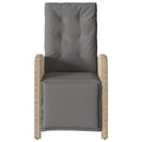 havestol med lænefunktion og fodstøtte polyrattan blandet beige