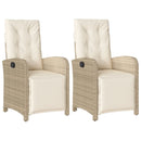 havestole 2 stk. med lænefunktion og fodstøtte polyrattan beige