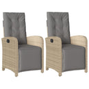 havestole 2 stk. lænefunktion og fodstøtte polyrattan beige