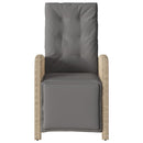 havestole 2 stk. lænefunktion og fodstøtte polyrattan beige