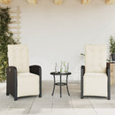 bistrosæt til haven 3 dele med hynder polyrattan sort