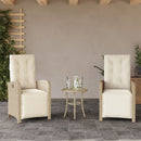 bistrosæt til haven 3 dele med hynder polyrattan beige
