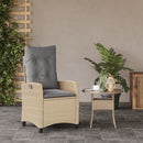 havestol med lænefunktion og hynder polyrattan blandet beige