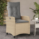 havestol med lænefunktion og hynder polyrattan blandet beige