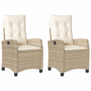havestole 2 stk. med lænefunktion og hynder polyrattan beige