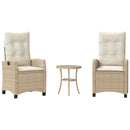 bistrosæt til haven 3 dele med hynder polyrattan beige