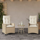 bistrosæt til haven 3 dele med hynder polyrattan beige