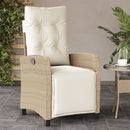 havestol med lænefunktion og fodstøtte polyrattan beige
