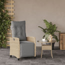 havestol med lænefunktion og fodstøtte polyrattan blandet beige