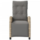 havestol med lænefunktion og fodstøtte polyrattan blandet beige