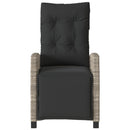 havestol med lænefunktion og fodstøtte polyrattan lysegrå