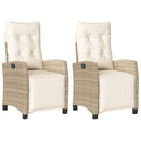 havestole 2 stk. med lænefunktion og fodstøtte polyrattan beige