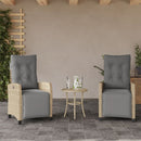 bistrosæt til haven 3 dele med hynder polyrattan blandet beige
