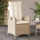 havestol med lænefunktion og hynder polyrattan beige