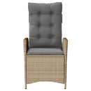havestol med lænefunktion og hynder polyrattan blandet beige